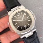 Swiss Quality Patek Philippe Nautilus Watch Citizen Gray Dial Black Leather